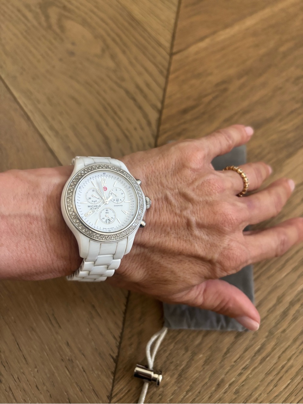 Michele Jetway Diamond White Ceramic Chronograph Watch MWW17B000001 - Picture 12 of 12